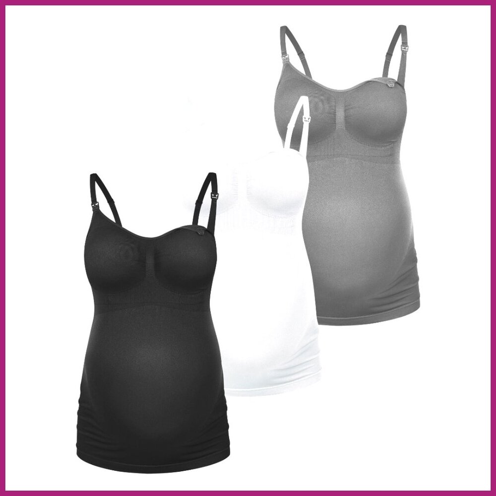 Nylon Spandex Nursing Tank Tops with Front Clasp for Breastfeeding
